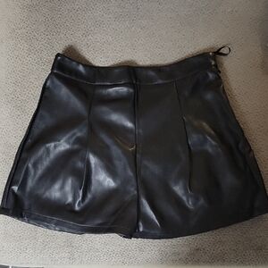 Missguided Black Leather Look Skorts